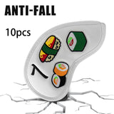 Maxbell Set of 10 Sushi Pattern PU Golf Iron Head Covers Sets Soft Feel White