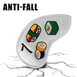 Maxbell Set of 10 Sushi Pattern PU Golf Iron Head Covers Sets Soft Feel White