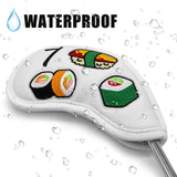 Maxbell Set of 10 Sushi Pattern PU Golf Iron Head Covers Sets Soft Feel White