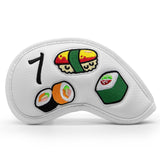 Maxbell Set of 10 Sushi Pattern PU Golf Iron Head Covers Sets Soft Feel White