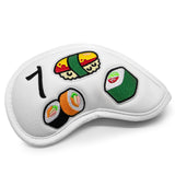 Maxbell Set of 10 Sushi Pattern PU Golf Iron Head Covers Sets Soft Feel White