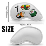 Maxbell Set of 10 Sushi Pattern PU Golf Iron Head Covers Sets Soft Feel White