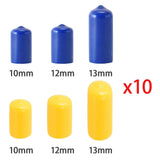 Maxbell 10Pcs Rubber Cue Cover Protector Head Cover Pool Billiard Protective blue 10mm