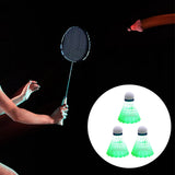 Maxbell 3Pcs LED Badminton Shuttlecocks Glow in The Dark Birdie Balls Green
