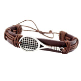 Maxbell Fashion Braided Leather Bracelet Wrist Cuff Bangle Tennis Racket Decorative