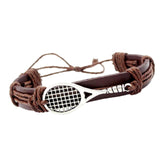 Maxbell Fashion Braided Leather Bracelet Wrist Cuff Bangle Tennis Racket Decorative