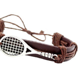 Maxbell Fashion Braided Leather Bracelet Wrist Cuff Bangle Tennis Racket Decorative