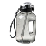 Maxbell Water Bottle with Straw Time Marker Sports Water Jug Workout Yoga Black 1.6L