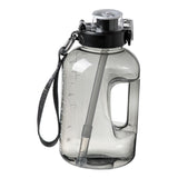 Maxbell Water Bottle with Straw Time Marker Sports Water Jug Workout Yoga Black 1.6L
