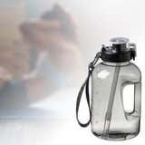 Maxbell Water Bottle with Straw Time Marker Sports Water Jug Workout Yoga Black 1.6L