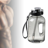 Maxbell Water Bottle with Straw Time Marker Sports Water Jug Workout Yoga Black 1.6L