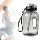Maxbell Water Bottle with Straw Time Marker Sports Water Jug Workout Yoga Black 1.6L