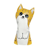 Maxbell 4Pcs Cat Golf Wood Head Cover Golf Club Headcover PU Leather Waterproof Yellow