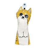 Maxbell 4Pcs Cat Golf Wood Head Cover Golf Club Headcover PU Leather Waterproof Yellow