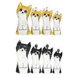 Maxbell 4Pcs Cat Golf Wood Head Cover Golf Club Headcover PU Leather Waterproof Yellow