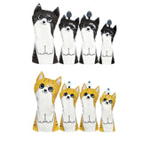 Maxbell 4Pcs Cat Golf Wood Head Cover Golf Club Headcover PU Leather Waterproof Yellow