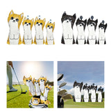 Maxbell 4Pcs Cat Golf Wood Head Cover Golf Club Headcover PU Leather Waterproof Yellow