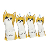 Maxbell 4Pcs Cat Golf Wood Head Cover Golf Club Headcover PU Leather Waterproof Yellow