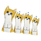 Maxbell 4Pcs Cat Golf Wood Head Cover Golf Club Headcover PU Leather Waterproof Yellow