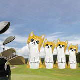 Maxbell 4Pcs Cat Golf Wood Head Cover Golf Club Headcover PU Leather Waterproof Yellow