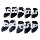 Maxbell 10x Neoprene Golf Iron Headcovers Anti Scratch Wedges Covers with Number Tag black and white