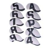 Maxbell 10x Neoprene Golf Iron Headcovers Anti Scratch Wedges Covers with Number Tag white and black