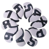 Maxbell 10x Neoprene Golf Iron Headcovers Anti Scratch Wedges Covers with Number Tag white and black