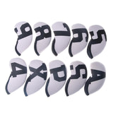 Maxbell 10x Neoprene Golf Iron Headcovers Anti Scratch Wedges Covers with Number Tag white and black