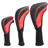 Maxbell 3Pcs/Set Golf Club head cover Set Golf Club Headcovers Set Long Neck Mesh Red