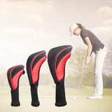 Maxbell 3Pcs/Set Golf Club head cover Set Golf Club Headcovers Set Long Neck Mesh Red