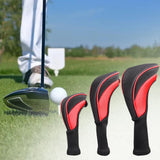 Maxbell 3Pcs/Set Golf Club head cover Set Golf Club Headcovers Set Long Neck Mesh Red