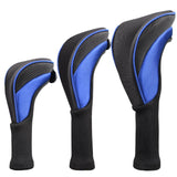 Maxbell 3Pcs/Set Golf Club head cover Set Golf Club Headcovers Set Long Neck Mesh Blue