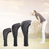 Maxbell 3Pcs/Set Golf Club head cover Set Golf Club Headcovers Set Long Neck Mesh Black