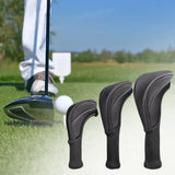 Maxbell 3Pcs/Set Golf Club head cover Set Golf Club Headcovers Set Long Neck Mesh Black