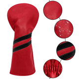 Maxbell 3x Golf Wood Head Cover Headcover with Interchangeable Number Tag Protector Red