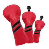 Maxbell 3x Golf Wood Head Cover Headcover with Interchangeable Number Tag Protector Red