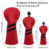 Maxbell 3x Golf Wood Head Cover Headcover with Interchangeable Number Tag Protector Red
