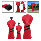 Maxbell 3x Golf Wood Head Cover Headcover with Interchangeable Number Tag Protector Red