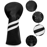 Maxbell 3x Golf Wood Head Cover Headcover with Interchangeable Number Tag Protector Black