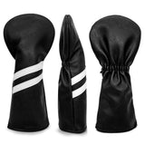 Maxbell 3x Golf Wood Head Cover Headcover with Interchangeable Number Tag Protector Black