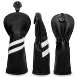 Maxbell 3x Golf Wood Head Cover Headcover with Interchangeable Number Tag Protector Black