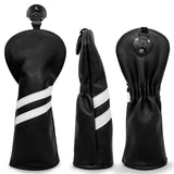 Maxbell 3x Golf Wood Head Cover Headcover with Interchangeable Number Tag Protector Black