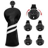 Maxbell 3x Golf Wood Head Cover Headcover with Interchangeable Number Tag Protector Black