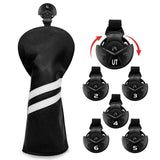 Maxbell 3x Golf Wood Head Cover Headcover with Interchangeable Number Tag Protector Black