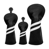 Maxbell 3x Golf Wood Head Cover Headcover with Interchangeable Number Tag Protector Black