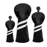 Maxbell 3x Golf Wood Head Cover Headcover with Interchangeable Number Tag Protector Black
