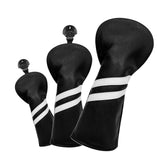 Maxbell 3x Golf Wood Head Cover Headcover with Interchangeable Number Tag Protector Black
