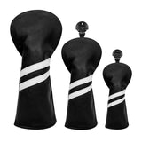 Maxbell 3x Golf Wood Head Cover Headcover with Interchangeable Number Tag Protector Black