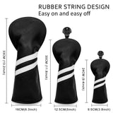 Maxbell 3x Golf Wood Head Cover Headcover with Interchangeable Number Tag Protector Black