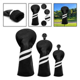 Maxbell 3x Golf Wood Head Cover Headcover with Interchangeable Number Tag Protector Black